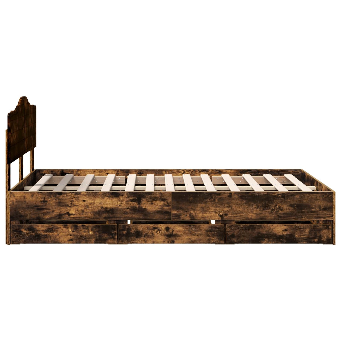 vidaXL Bed Frame with Drawer Smoked Oak 120 x 190 cm Engineer Wood