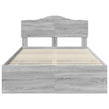 vidaXL Bed Frame with Drawer Grey Sonoma 120 x 190 cm Engineer Wood