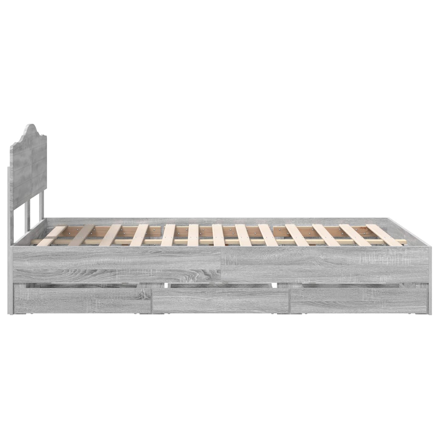 vidaXL Bed Frame with Drawer Grey Sonoma 120 x 190 cm Engineer Wood