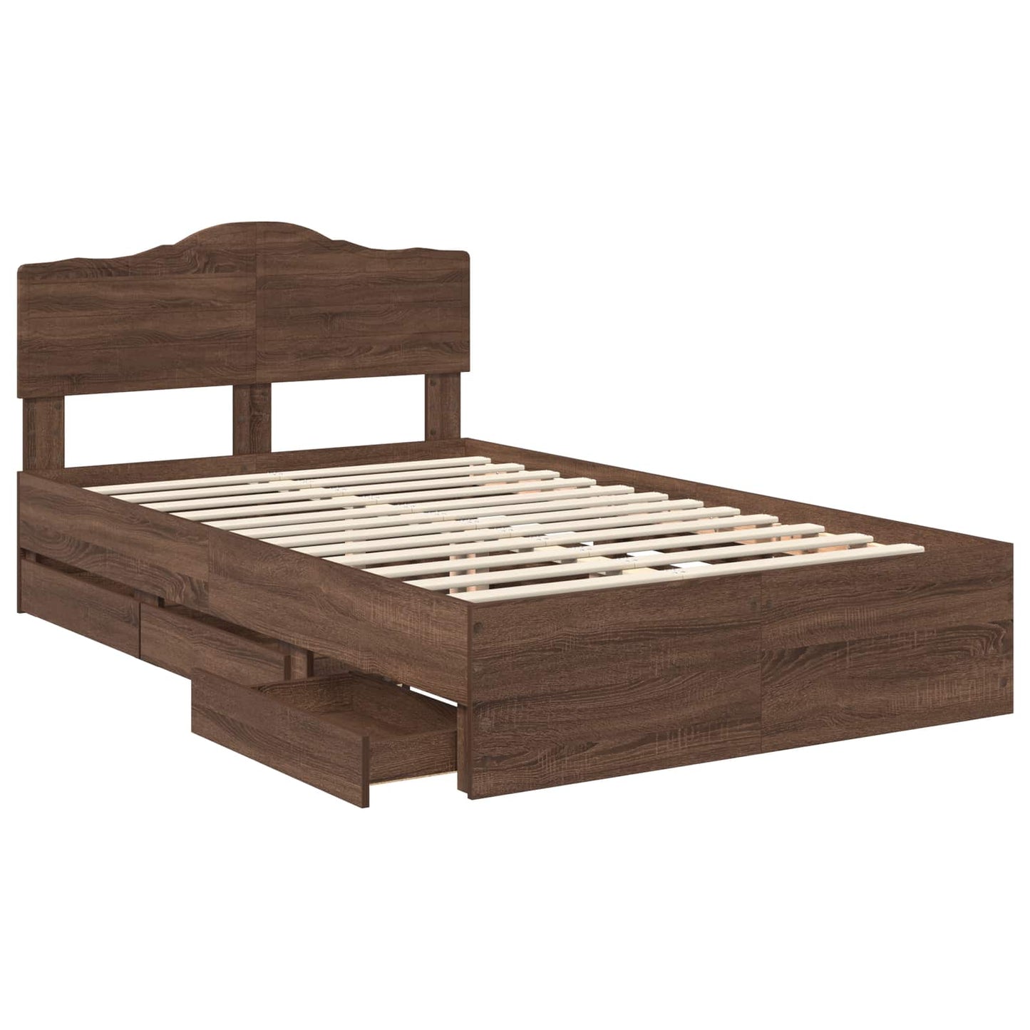 vidaXL Bed Frame with Drawer Brown Oak 120 x 190 cm Engineer Wood