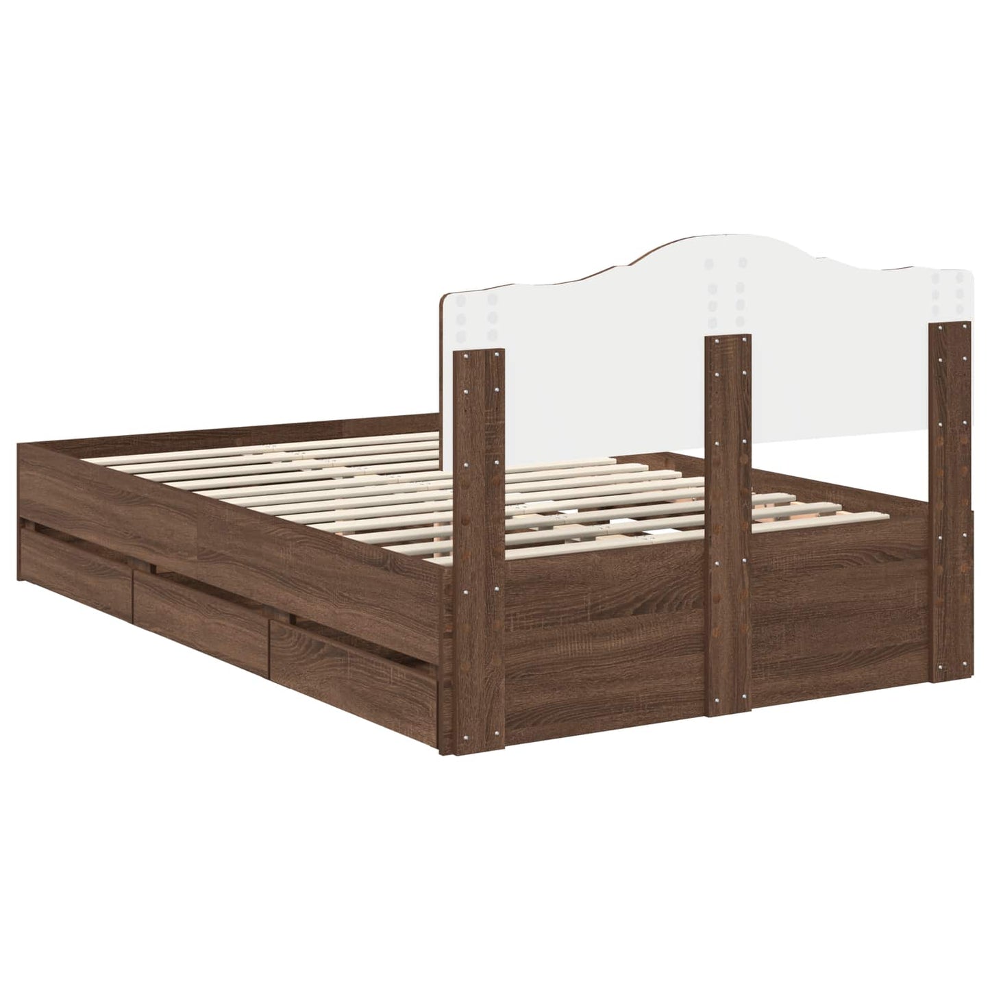 vidaXL Bed Frame with Drawer Brown Oak 120 x 190 cm Engineer Wood