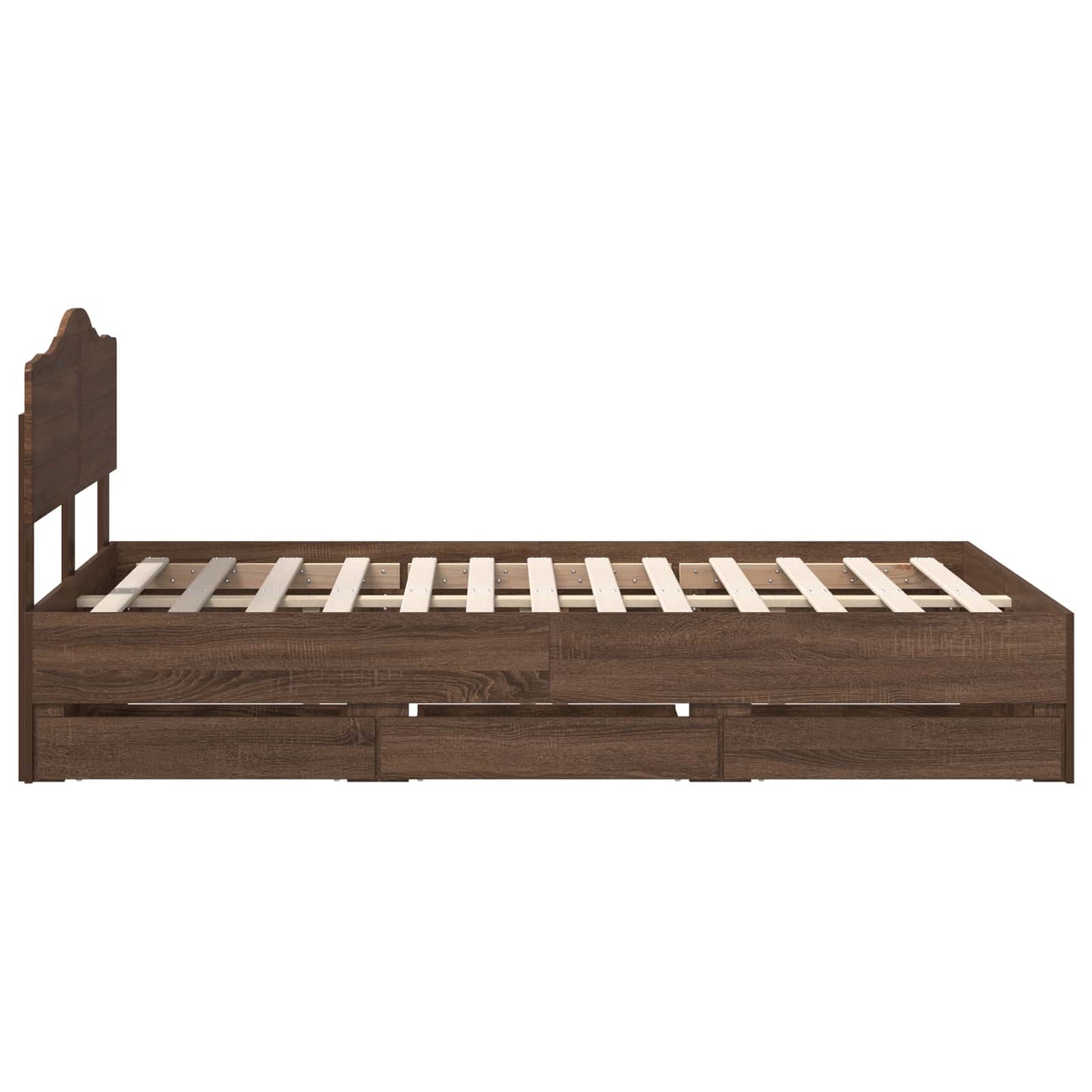 vidaXL Bed Frame with Drawer Brown Oak 120 x 190 cm Engineer Wood