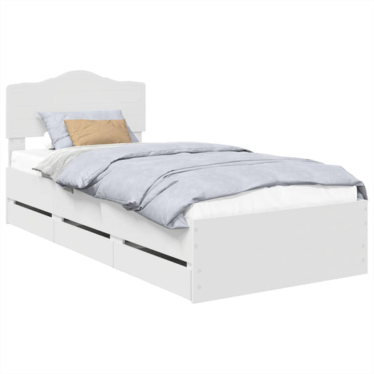 vidaXL Bed Frame with Drawer White 100 x 200 cm Engineer Wood
