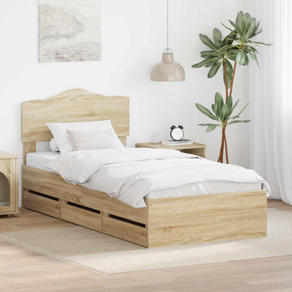 vidaXL Bed Frame with Drawer Sonoma Oak 100 x 200 cm Engineer Wood