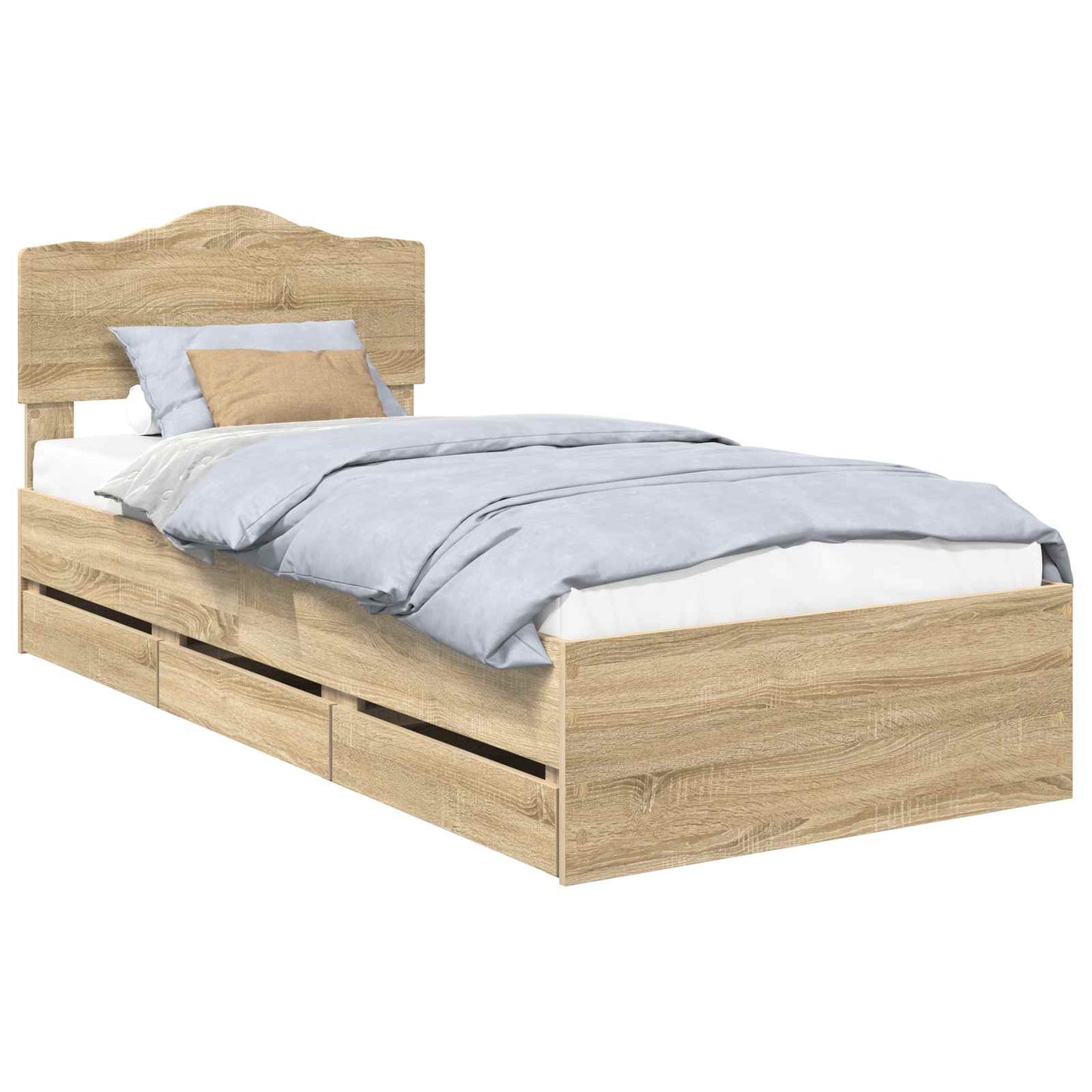 vidaXL Bed Frame with Drawer Sonoma Oak 100 x 200 cm Engineer Wood