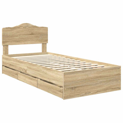 vidaXL Bed Frame with Drawer Sonoma Oak 100 x 200 cm Engineer Wood