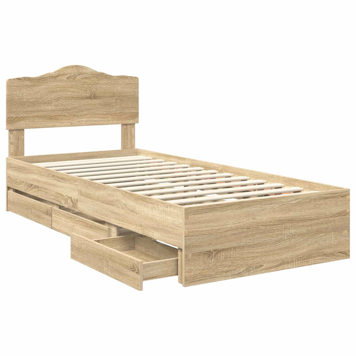 vidaXL Bed Frame with Drawer Sonoma Oak 100 x 200 cm Engineer Wood