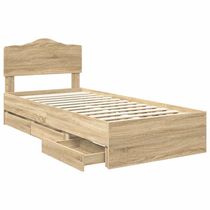 vidaXL Bed Frame with Drawer Sonoma Oak 100 x 200 cm Engineer Wood