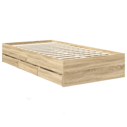 vidaXL Bed Frame with Drawer Sonoma Oak 100 x 200 cm Engineer Wood