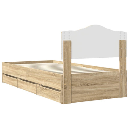 vidaXL Bed Frame with Drawer Sonoma Oak 100 x 200 cm Engineer Wood