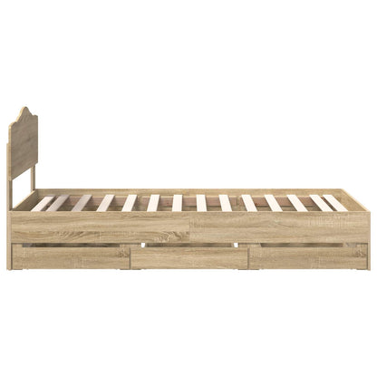 vidaXL Bed Frame with Drawer Sonoma Oak 100 x 200 cm Engineer Wood