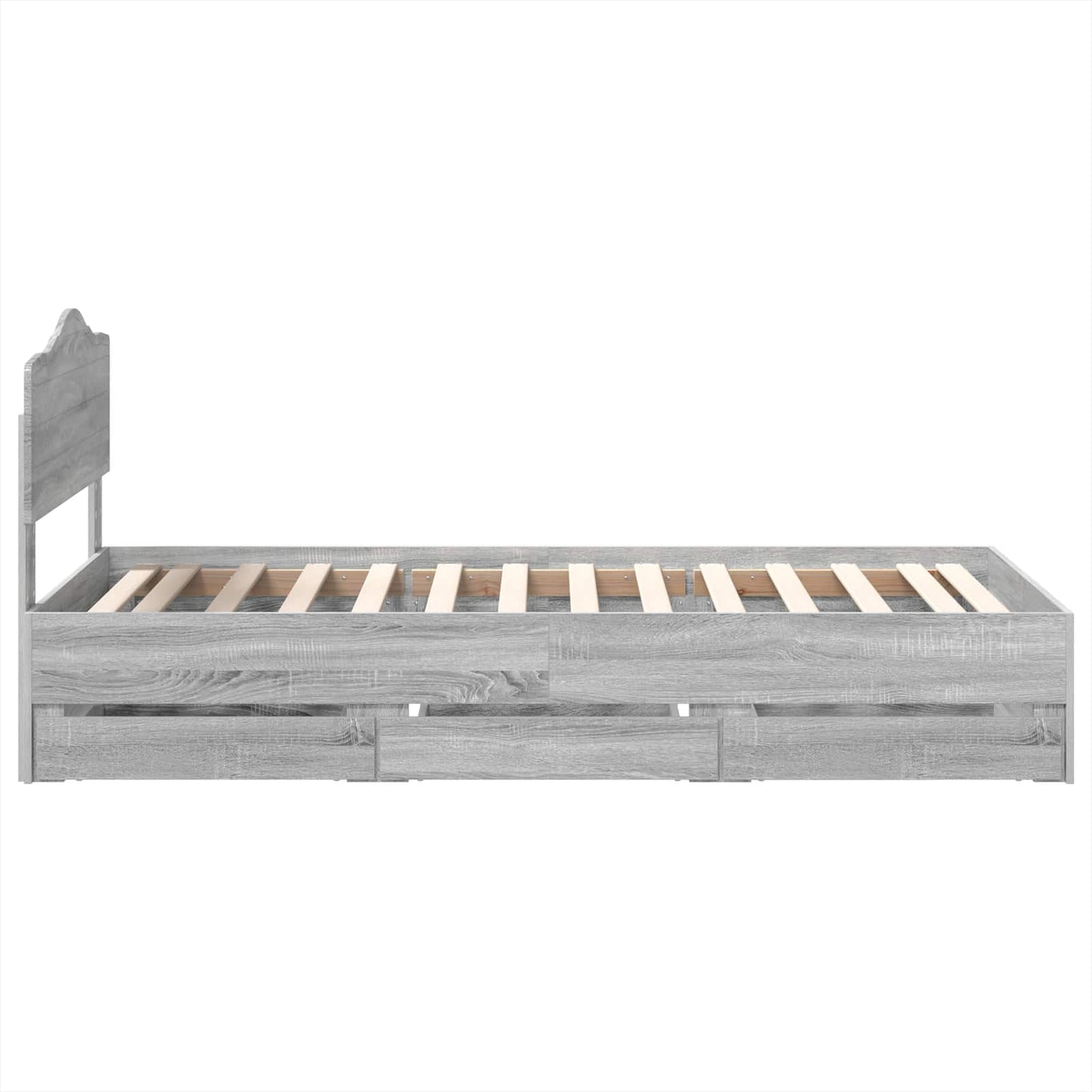 vidaXL Bed Frame with Drawer Grey Sonoma 100 x 200 cm Engineer Wood