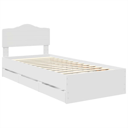 vidaXL Bed Frame with Drawer White 90 x 200 cm Engineer Wood