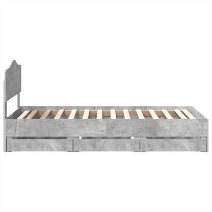 vidaXL Bed Frame with Drawer Concrete Grey 90 x 200 cm Engineer Wood