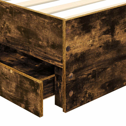 vidaXL Bed Frame with Drawer Smoked Oak 90 x 200 cm Engineer Wood