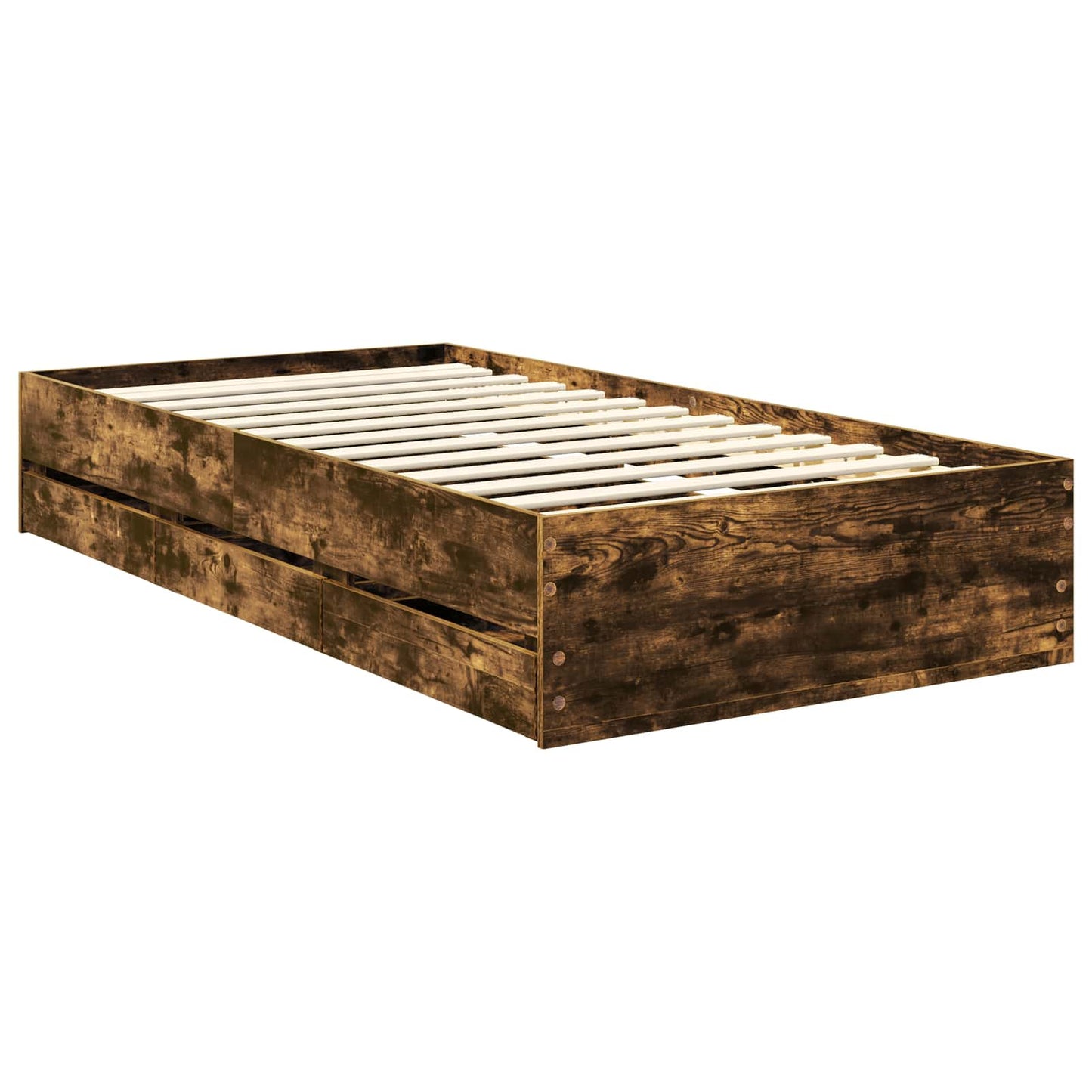 vidaXL Bed Frame with Drawer Smoked Oak 90 x 200 cm Engineer Wood