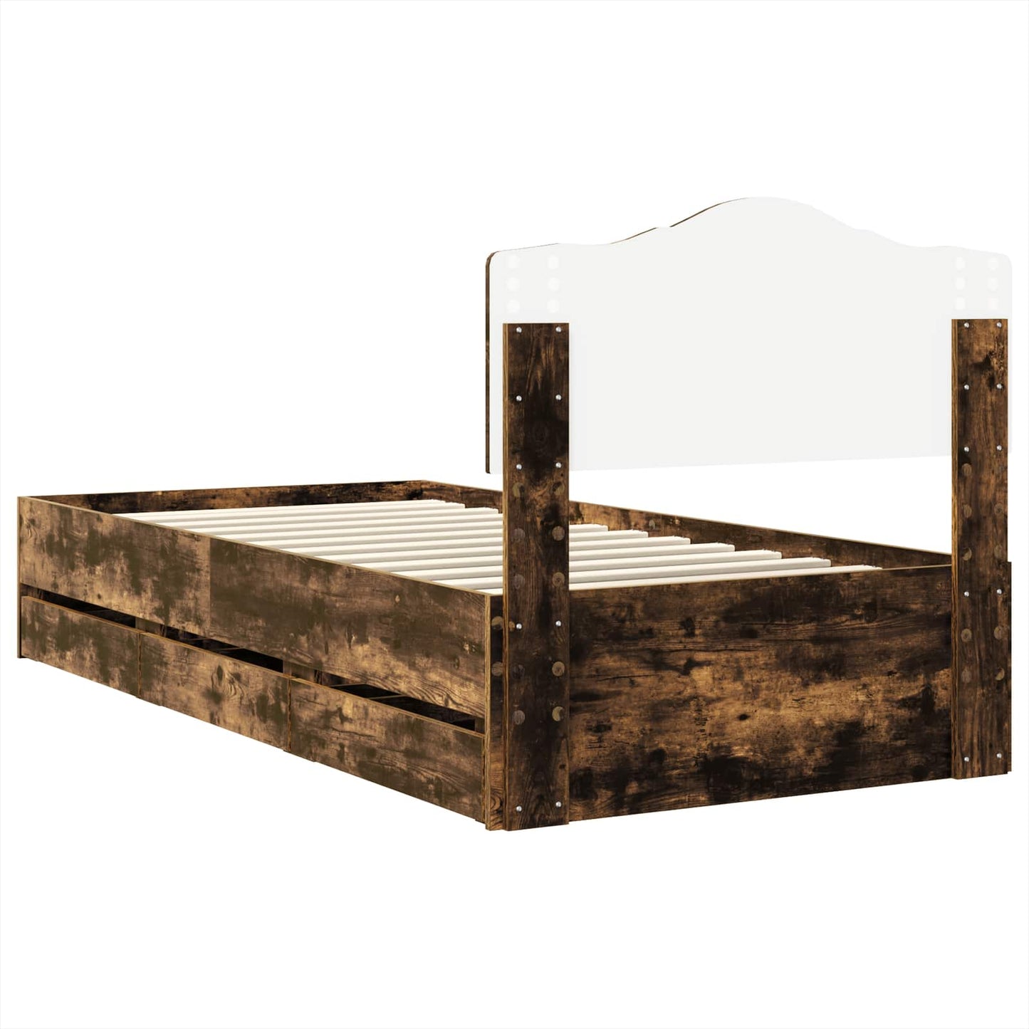 vidaXL Bed Frame with Drawer Smoked Oak 90 x 200 cm Engineer Wood
