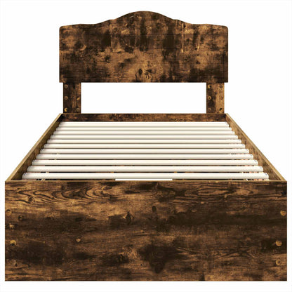 vidaXL Bed Frame with Drawer Smoked Oak 90 x 200 cm Engineer Wood
