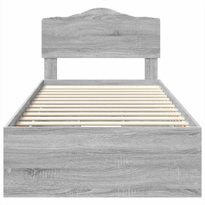 vidaXL Bed Frame with Drawer Grey Sonoma 90 x 200 cm Engineer Wood
