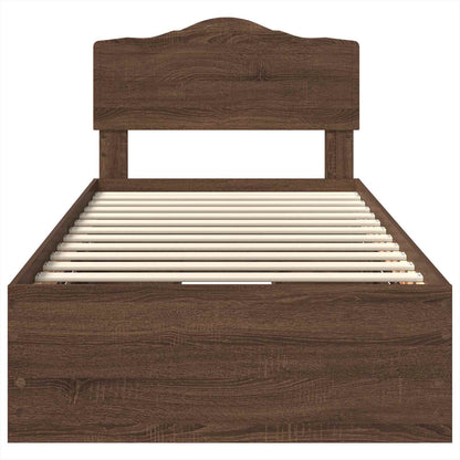 vidaXL Bed Frame with Drawer Brown Oak 90 x 200 cm Engineer Wood