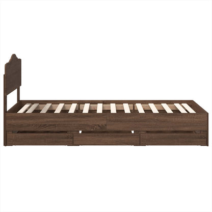 vidaXL Bed Frame with Drawer Brown Oak 90 x 200 cm Engineer Wood