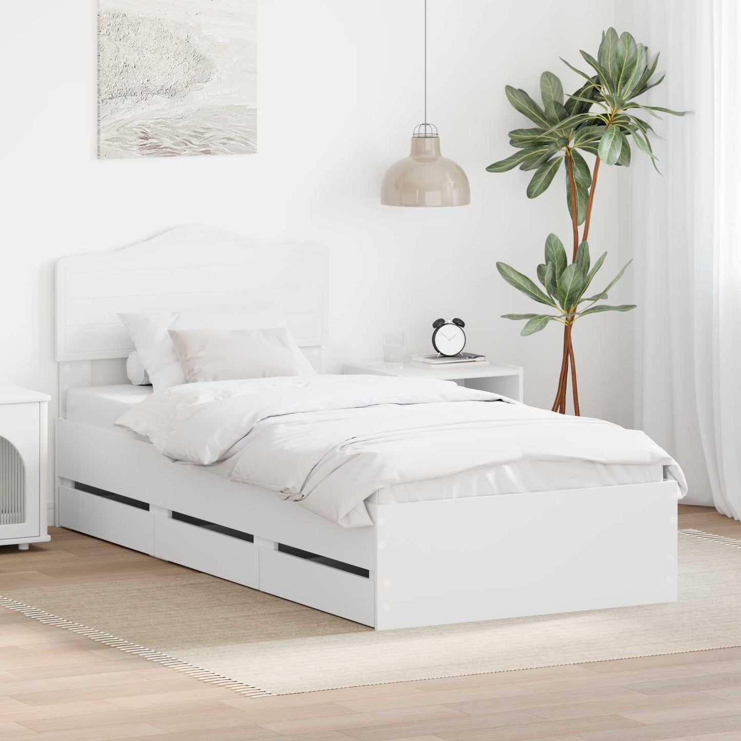 vidaXL Bed Frame with Drawer White 90 x 190 cm Engineer Wood