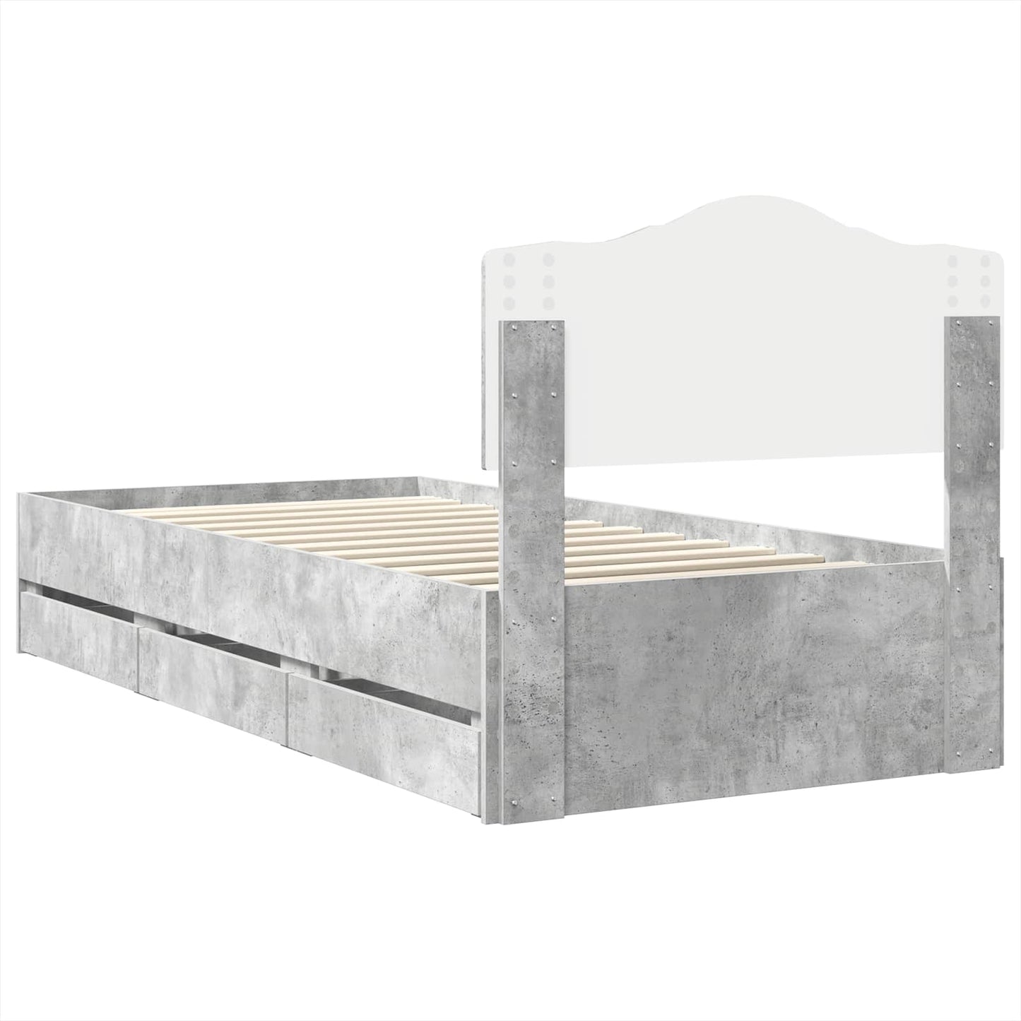 vidaXL Bed Frame with Drawer Concrete Grey 90 x 190 cm Engineer Wood