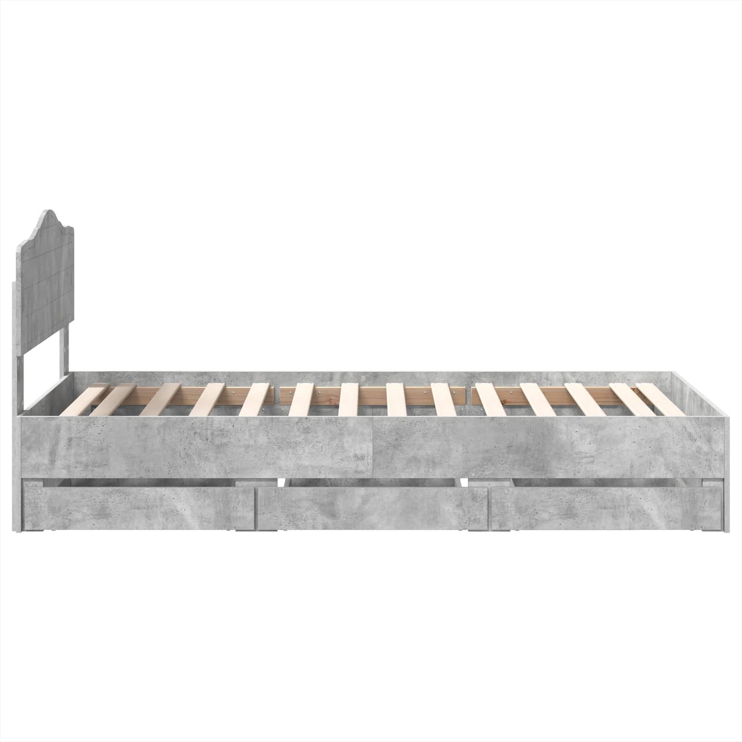 vidaXL Bed Frame with Drawer Concrete Grey 90 x 190 cm Engineer Wood