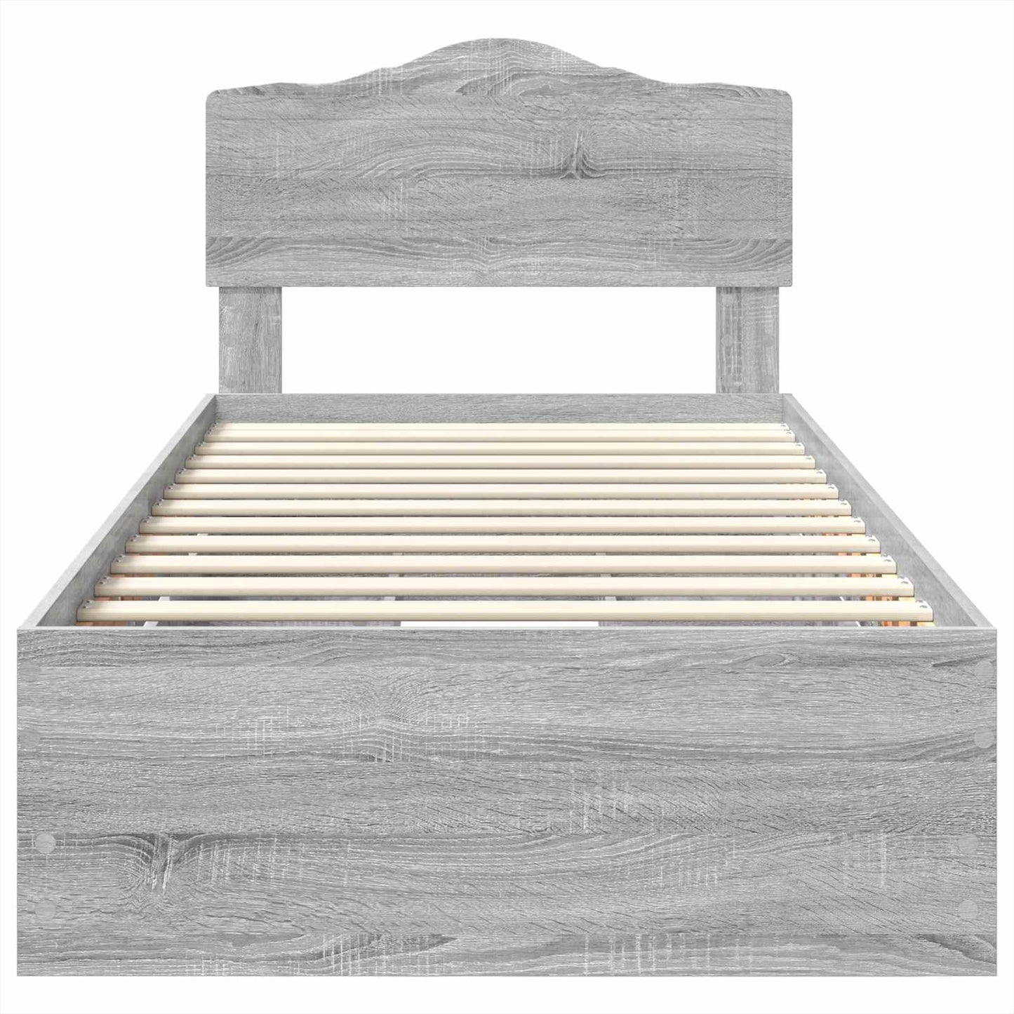 vidaXL Bed Frame with Drawer Grey Sonoma 90 x 190 cm Engineer Wood