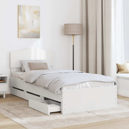 vidaXL Bed Frame with Drawer White 75 x 190 cm Engineer Wood