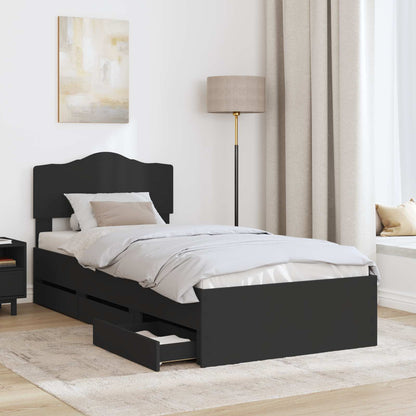 vidaXL Bed Frame with Drawer Black 75 x 190 cm Engineer Wood
