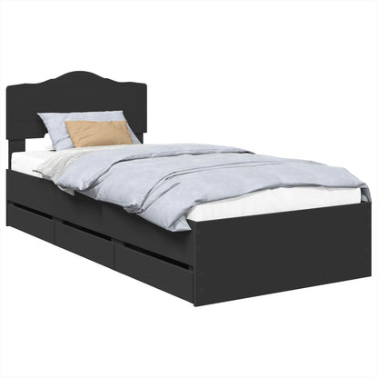 vidaXL Bed Frame with Drawer Black 75 x 190 cm Engineer Wood