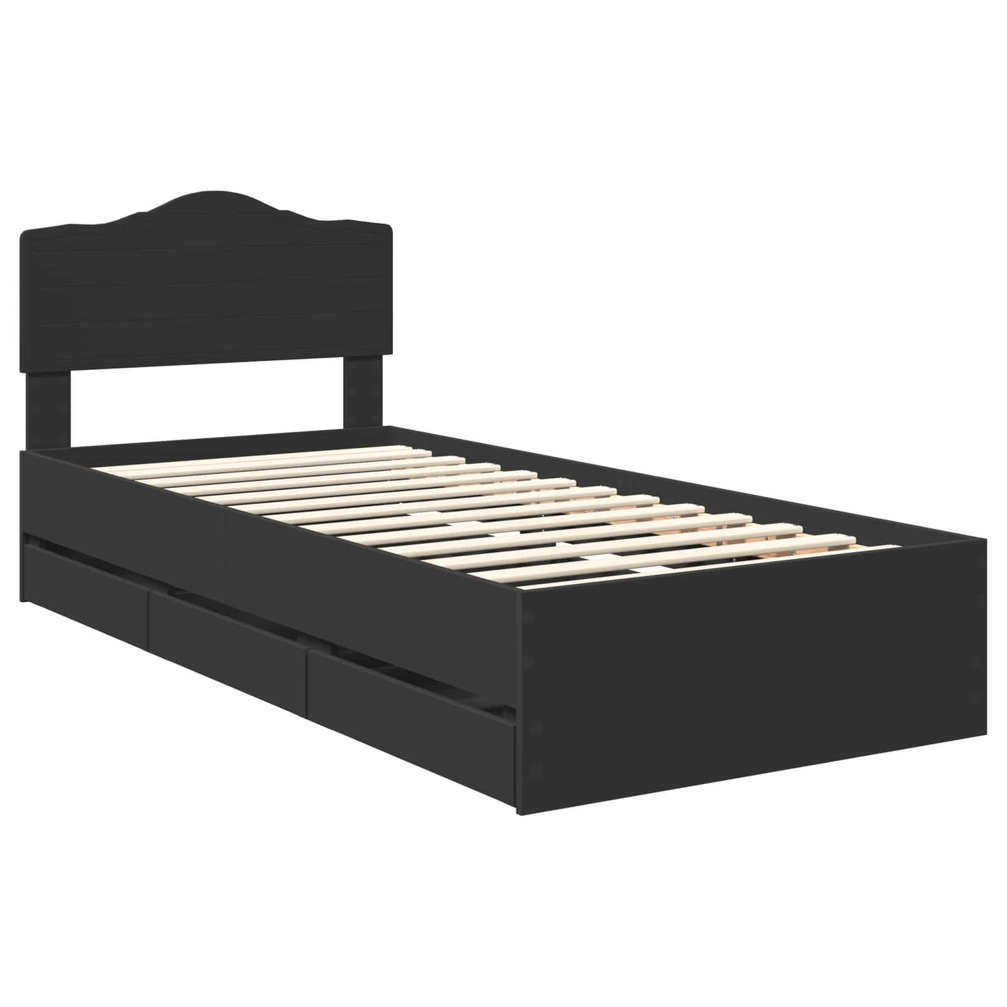 vidaXL Bed Frame with Drawer Black 75 x 190 cm Engineer Wood