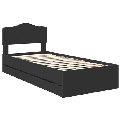 vidaXL Bed Frame with Drawer Black 75 x 190 cm Engineer Wood