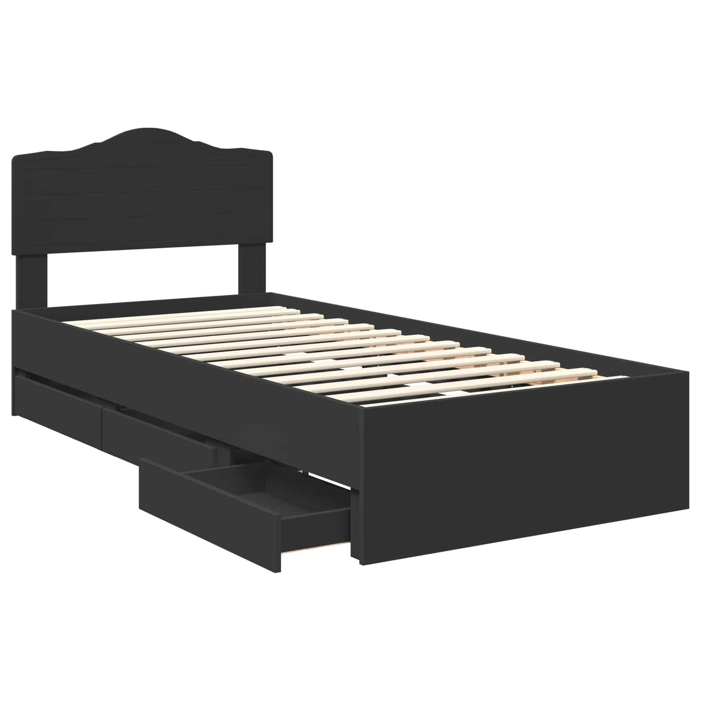 vidaXL Bed Frame with Drawer Black 75 x 190 cm Engineer Wood