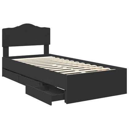 vidaXL Bed Frame with Drawer Black 75 x 190 cm Engineer Wood
