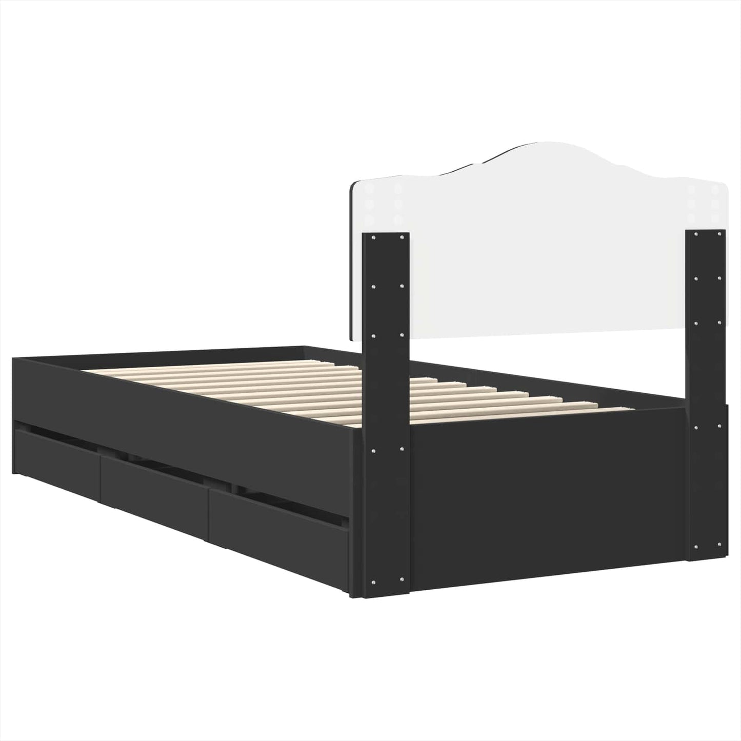 vidaXL Bed Frame with Drawer Black 75 x 190 cm Engineer Wood
