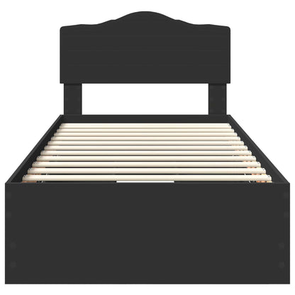 vidaXL Bed Frame with Drawer Black 75 x 190 cm Engineer Wood