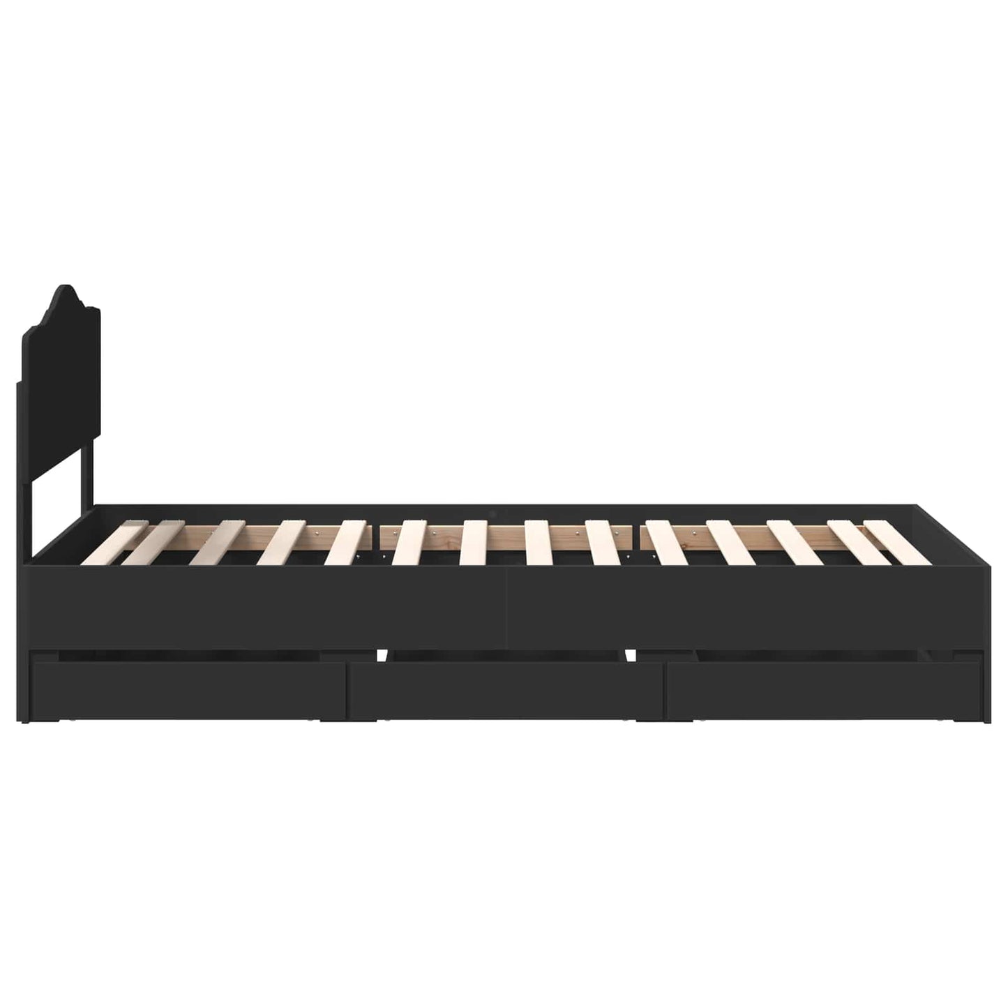 vidaXL Bed Frame with Drawer Black 75 x 190 cm Engineer Wood