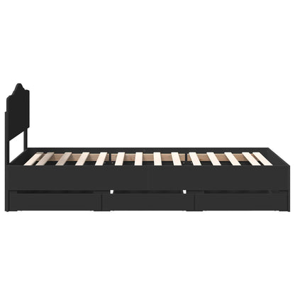 vidaXL Bed Frame with Drawer Black 75 x 190 cm Engineer Wood