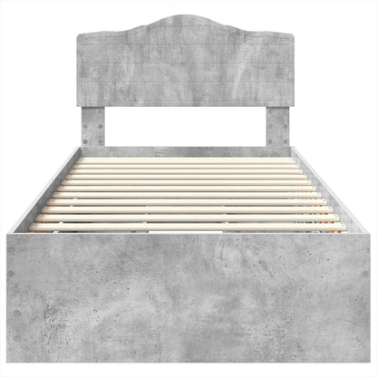 vidaXL Bed Frame with Drawer Concrete Grey 75 x 190 cm Engineer Wood