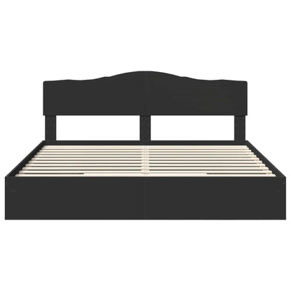 vidaXL Storage Bed with Headboard Black 200 x 200 cm Engineered Wood