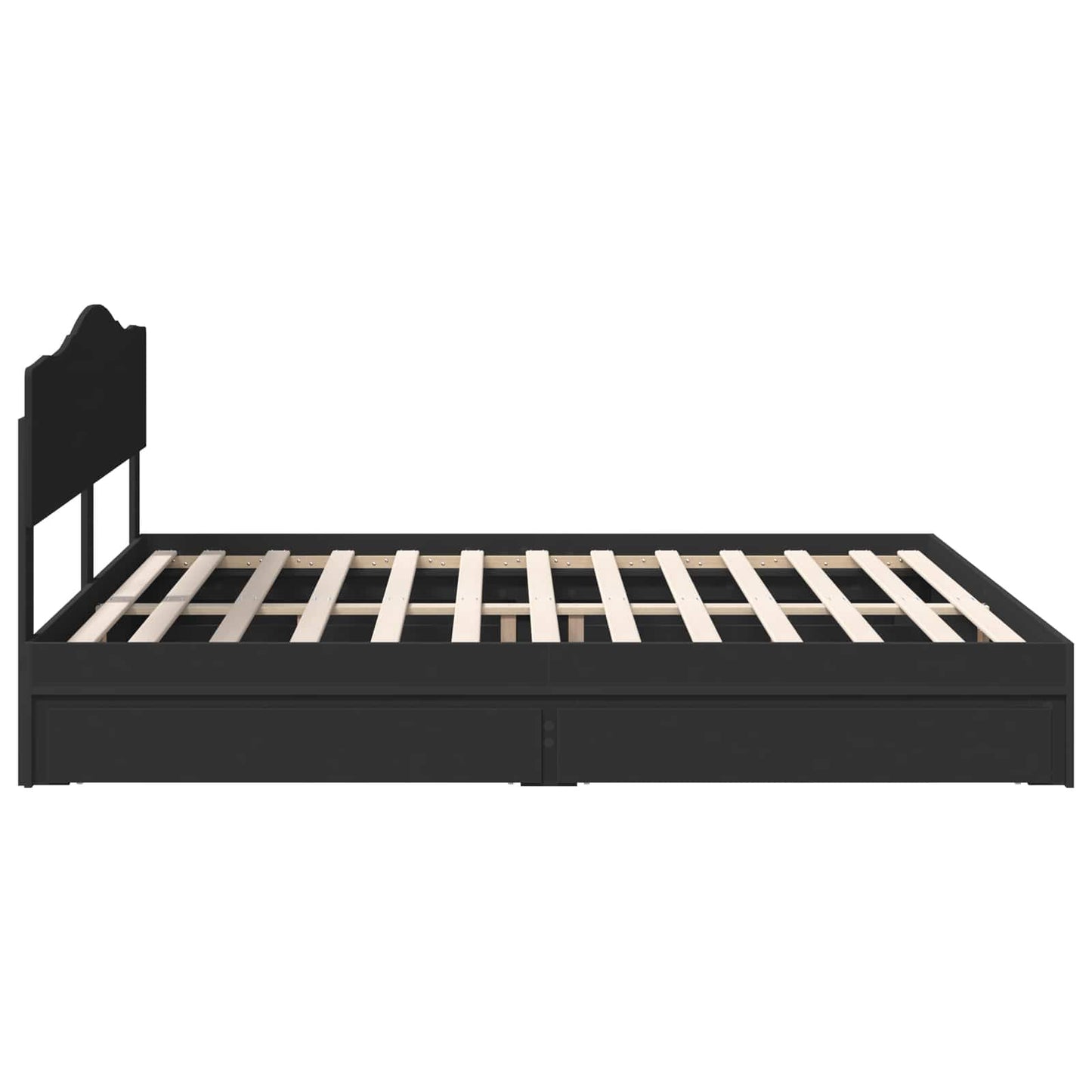 vidaXL Storage Bed with Headboard Black 200 x 200 cm Engineered Wood