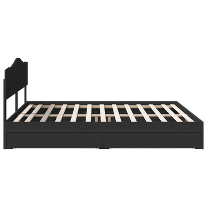vidaXL Storage Bed with Headboard Black 200 x 200 cm Engineered Wood