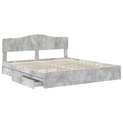 vidaXL Storage Bed Concrete Grey 200 x 200 cm Engineered Wood