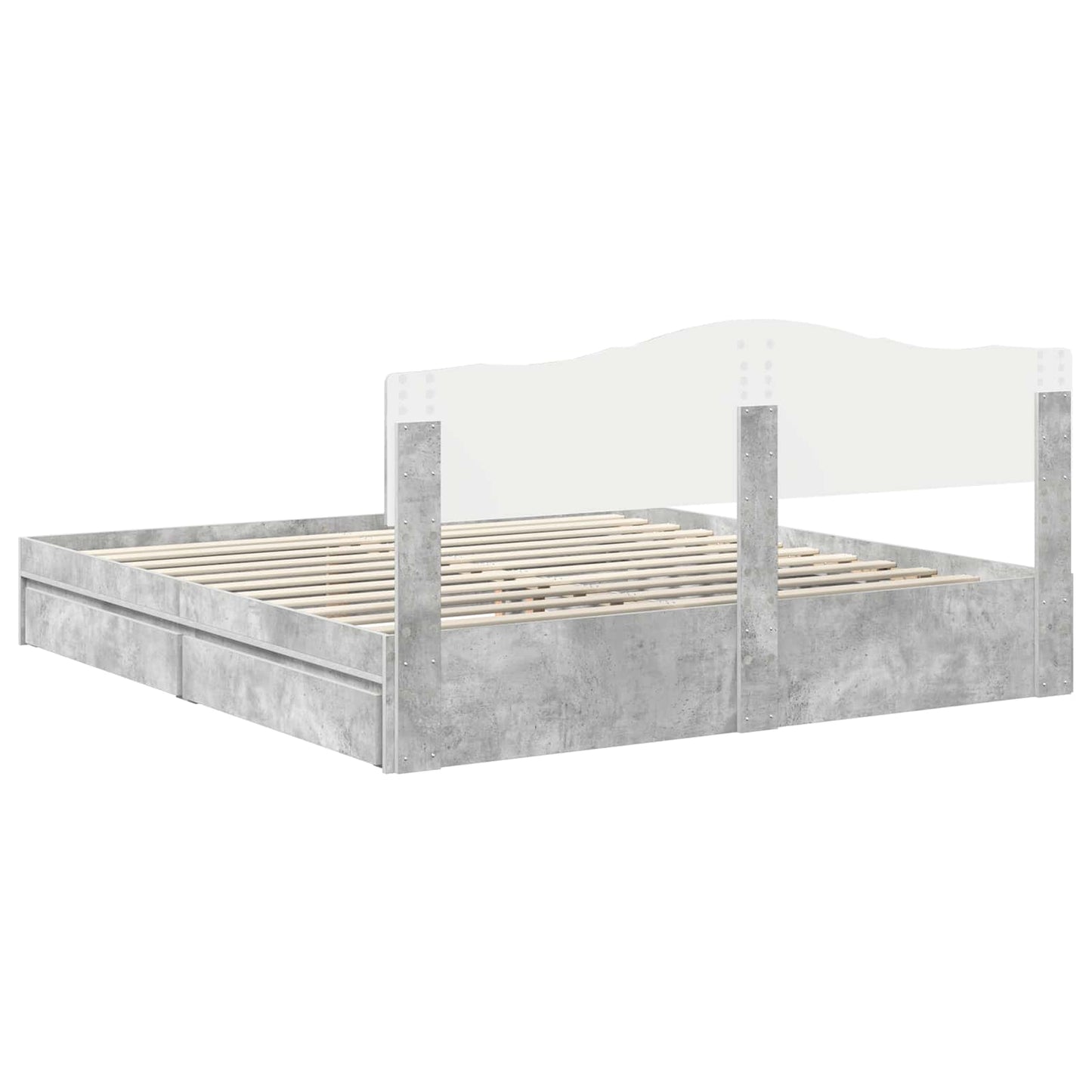 vidaXL Storage Bed Concrete Grey 200 x 200 cm Engineered Wood