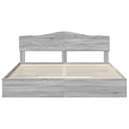 vidaXL Storage Bed Grey Sonoma 200 x 200 cm Engineered Wood