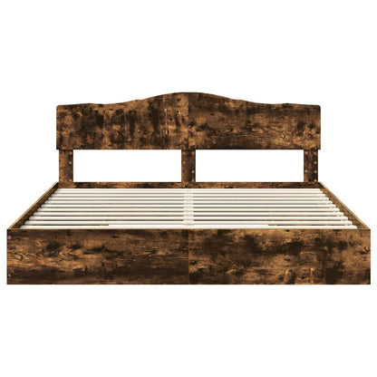 vidaXL Storage Bed with Drawer Smoked Oak 180 x 200 cm Engineered Wood