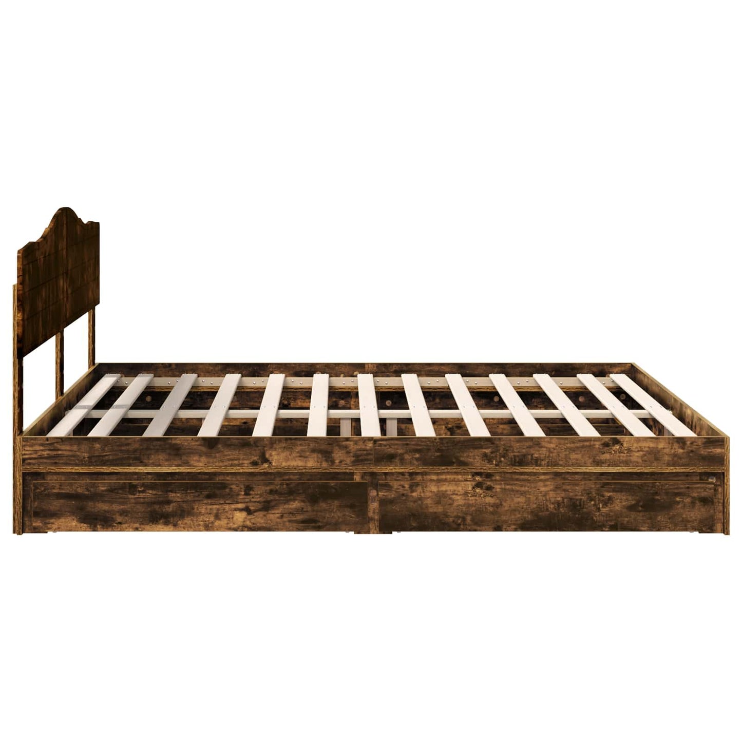 vidaXL Storage Bed with Drawer Smoked Oak 180 x 200 cm Engineered Wood