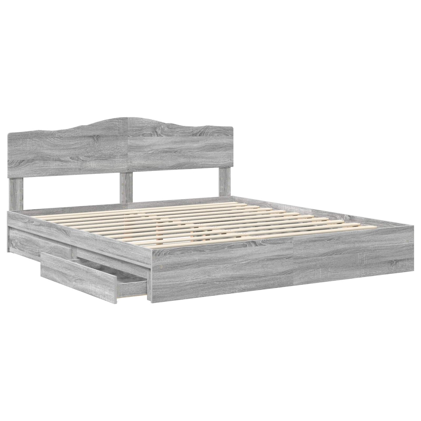 vidaXL Storage Bed Grey Sonoma 180 x 200 cm Engineered Wood